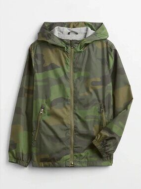 NWT Kids GAP Camo Windbreaker Jacket (Green) M / 8